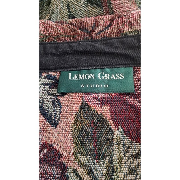 Vintage LEMON GRASS STUDIO L Tapestry Floral Leaf Print Blazer Jacket Pockets - Picture 7 of 7